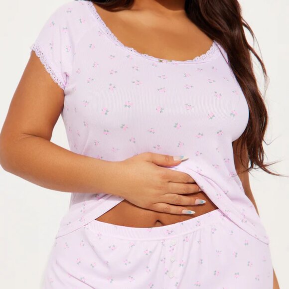 Ribbed PJ Short Set - Pink (3x but fits like 1x/2x) - Picture 1 of 2
